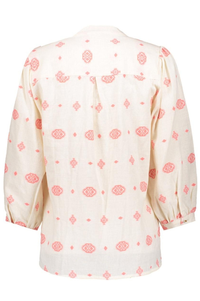 BLOUSE ETNISCHE PRINT 53176 70 Off-White/Coral